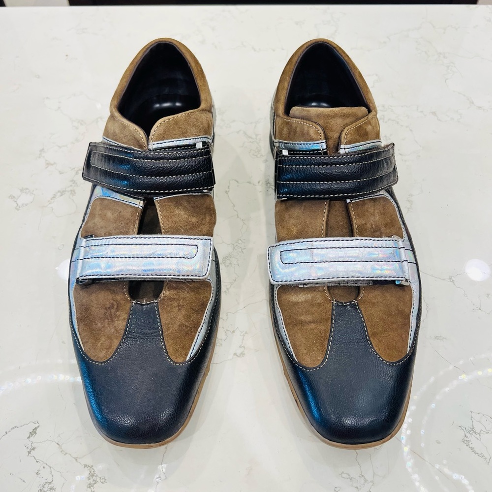 Cole Haan, iridescent, brown suede, men’s mocasines